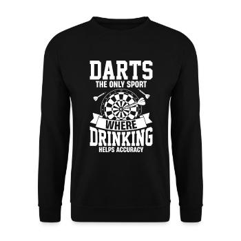 Darts: Die einzige Sportart, bei der Trinken bei der Akquise hilft - Unisex Pullover - Schwarz - Vorne - Alina (178cm) & Michal (187cm)