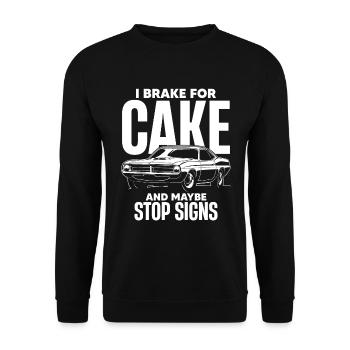 I Brake For Cake… And Maybe Stop Signs. - Unisex Sweatshirt - black - Front - Alina (178cm) & Michal (187cm)