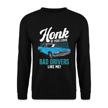 Honk If You Love Bad Drivers Like Me! - Unisex Sweatshirt - black - Front - Alina (178cm) & Michal (187cm)