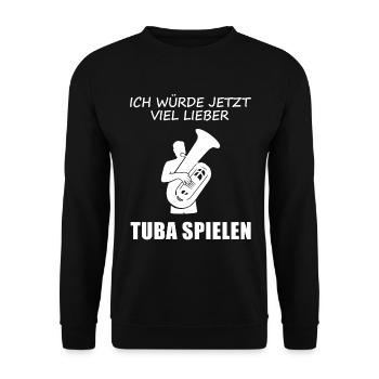 Préfère jouer du tuba, envie de musique - Sweat-shirt Unisexe - noir - Devant - Alina (178cm) & Michal (187cm)