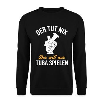 Harmloser Tuba Spieler Musikfan Geschenk - Unisex Pullover - Schwarz - Vorne - Alina (178cm) & Michal (187cm)