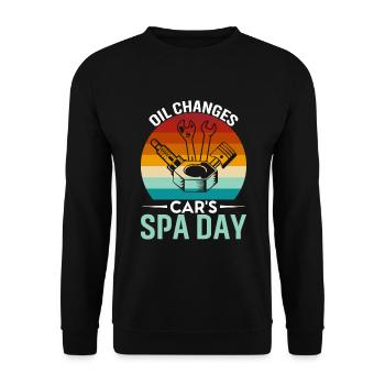 Oil Changes: Car'S Spa Day. - Unisex Sweatshirt - black - Front - Alina (178cm) & Michal (187cm)