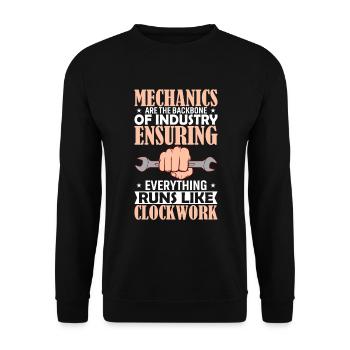 Die Mechanik ist das Rückgrat der Industrie und sorgt für - Unisex Pullover - Schwarz - Vorne - Alina (178cm) & Michal (187cm)