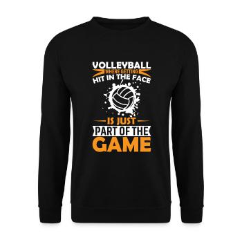 Volleyball: Wo es einfach ist, ins Gesicht geschlagen zu werden - Unisex Pullover - Schwarz - Vorne - Alina (178cm) & Michal (187cm)
