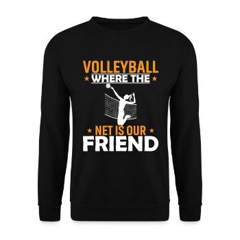 Volleyball: Wo das Netz unser Freund ist - Unisex Pullover - Schwarz - Vorne - Alina (178cm) & Michal (187cm)