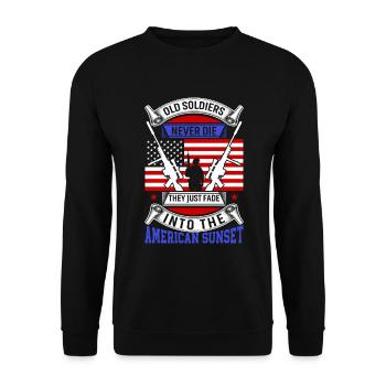 Les vieux soldats ne meurent jamais, ils disparaissent dans l’Amérique - Sweat-shirt Unisexe - noir - Devant - Alina (178cm) & Michal (187cm)