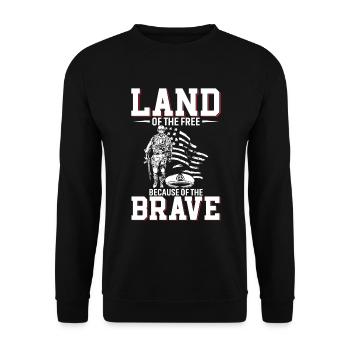 Land der Freien, wegen der Tapferen. - Unisex Pullover - Schwarz - Vorne - Alina (178cm) & Michal (187cm)