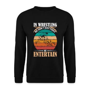 Beim Wrestling kämpfen wir nicht nur - wir unterhalten. - Unisex Pullover - Schwarz - Vorne - Alina (178cm) & Michal (187cm)