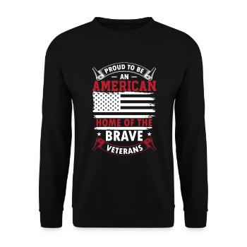 Stolz, ein Amerikaner zu sein, Heimat des tapferen Veteranen - Unisex Pullover - Schwarz - Vorne - Alina (178cm) & Michal (187cm)