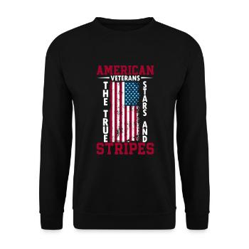 Amerikanische Veteranen: Die wahren Stars And Stripes. - Unisex Pullover - Schwarz - Vorne - Alina (178cm) & Michal (187cm)