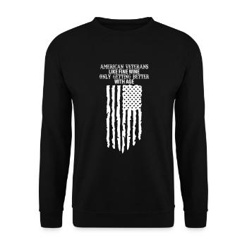 Amerikanische Veteranen: Wie guter Wein, nur - Unisex Pullover - Schwarz - Vorne - Alina (178cm) & Michal (187cm)