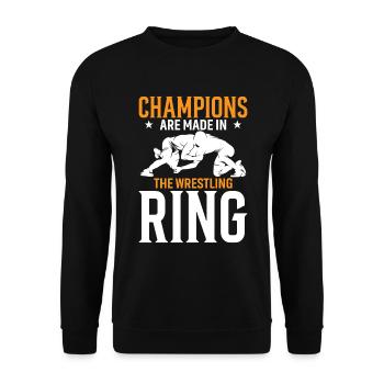 Champions werden im Wrestling-Ring gemacht - Unisex Pullover - Schwarz - Vorne - Alina (178cm) & Michal (187cm)