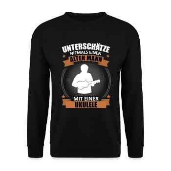 Vieil homme ukulélé sagesse - Sweat-shirt Unisexe - noir - Devant - Alina (178cm) & Michal (187cm)
