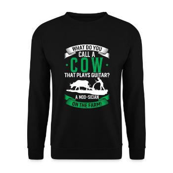 What Do You Call A Cow That Plays Guitar? A Moo-Si - Unisex Sweatshirt - black - Front - Alina (178cm) & Michal (187cm)