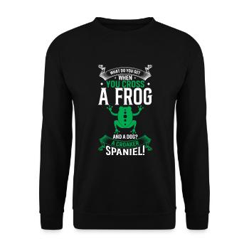 Was bekommst du, wenn du einen Frosch und einen Hund kreuzt? Ein - Unisex Pullover - Schwarz - Vorne - Alina (178cm) & Michal (187cm)
