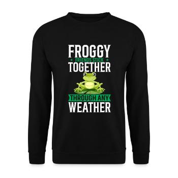Froggy Friends Stick Together Through Any Weather. - Unisex Sweatshirt - black - Front - Alina (178cm) & Michal (187cm)