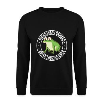 Frogs Leap Forward, Never Looking Back. - Unisex Sweatshirt - black - Front - Alina (178cm) & Michal (187cm)