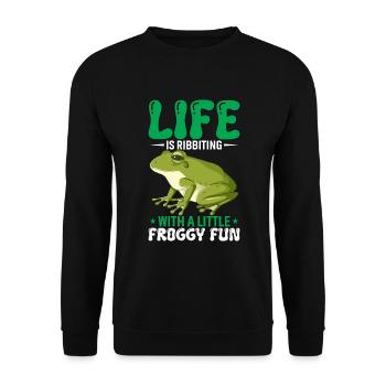 Life Is Ribbiting With A Little Froggy Fun - Unisex Sweatshirt - black - Front - Alina (178cm) & Michal (187cm)