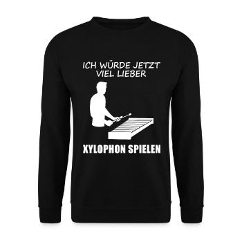 Xylophon Leidenschaft Musiker Statement - Unisex Pullover - Schwarz - Vorne - Alina (178cm) & Michal (187cm)