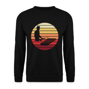 Abendklang Xylophonist Silhouette Geschenk - Unisex Pullover - Schwarz - Vorne - Alina (178cm) & Michal (187cm)