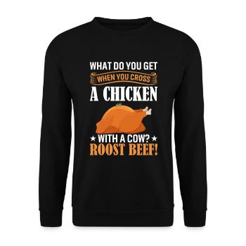 Qu’obtenez-vous lorsque vous croisez un poulet avec un co - Sweat-shirt Unisexe - noir - Devant - Alina (178cm) & Michal (187cm)