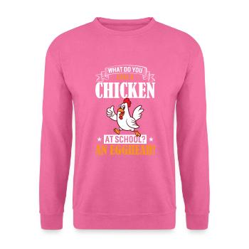 Wie nennt man ein Huhn in der Schule? Ein Eierkopf! - Unisex Pullover - Pink - Vorne