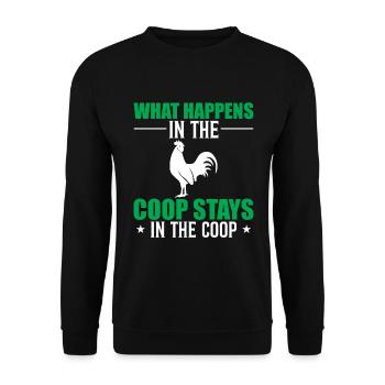 What Happens In The Coop Stays In The Coop - Unisex Sweatshirt - black - Front - Alina (178cm) & Michal (187cm)