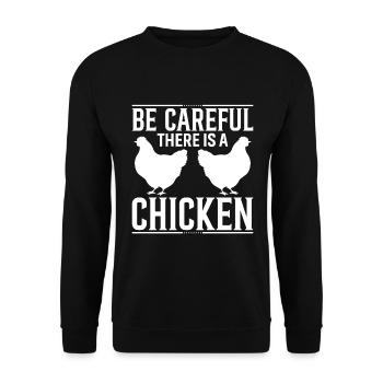 Attention il y a un poulet - Sweat-shirt Unisexe - noir - Devant - Alina (178cm) & Michal (187cm)