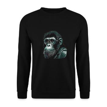 Hipster Affe - Unisex Pullover - Schwarz - Vorne - Alina (178cm) & Michal (187cm)