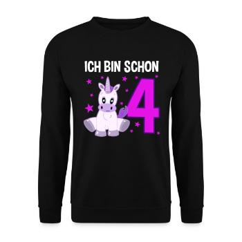 Unicorn Glitter Party 4 Years of Magic - Unisex Sweatshirt - black - Front - Alina (178cm) & Michal (187cm)