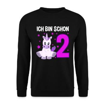 Zauberhaftes Einhorn 2 Jahre Fest - Unisex Pullover - Schwarz - Vorne - Alina (178cm) & Michal (187cm)