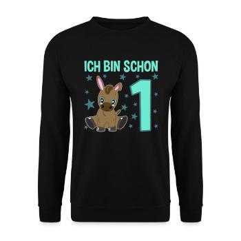 Cute donkey celebrates first birthday - Unisex Sweatshirt - black - Front - Alina (178cm) & Michal (187cm)