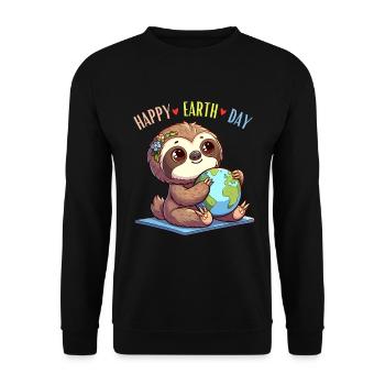 Sloth Happy Earth Day Globe World Nature Girl - Unisex Sweatshirt - black - Front - Alina (178cm) & Michal (187cm)
