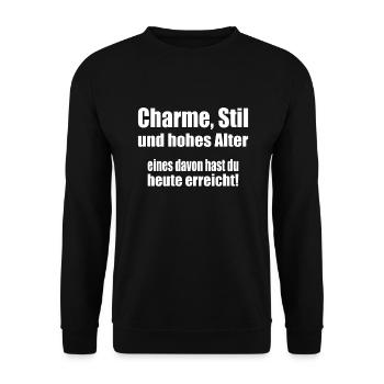 Charme, Stil und hohes Alter... - Unisex Pullover - Schwarz - Vorne - Alina (178cm) & Michal (187cm)