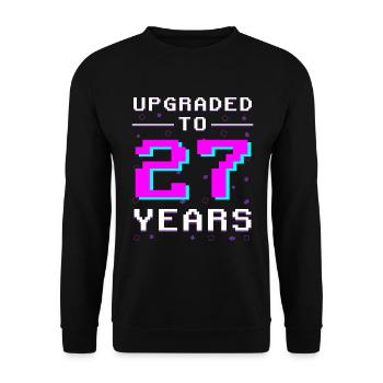 Gamer Jubiläum 27 Jahre Pixelstil - Unisex Pullover - Schwarz - Vorne - Alina (178cm) & Michal (187cm)