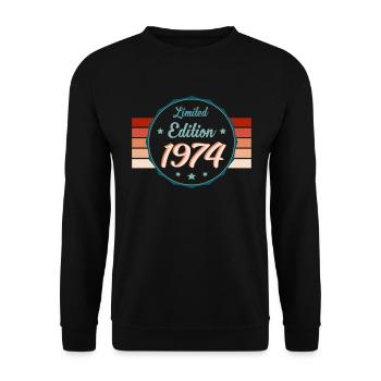 1974 Vintage - Retro Limited Style - Unisex Pullover - Schwarz - Vorne - Alina (178cm) & Michal (187cm)