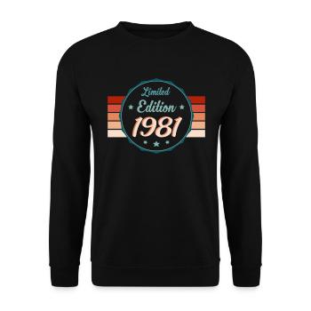 Geburtsjahr 1981 - Retro Edition Highlight - Unisex Pullover - Schwarz - Vorne - Alina (178cm) & Michal (187cm)