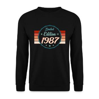 1987 Cult Retro – Vintage Champion Gift - Unisex Sweatshirt - black - Front - Alina (178cm) & Michal (187cm)