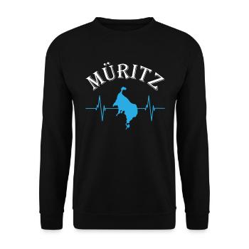 Lake Müritz in the heart - Pulsating nature experience - Unisex Sweatshirt - black - Front - Alina (178cm) & Michal (187cm)