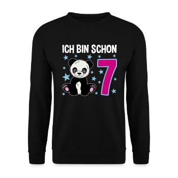 Sieben Jahre Panda-Feier - Unisex Pullover - Schwarz - Vorne - Alina (178cm) & Michal (187cm)