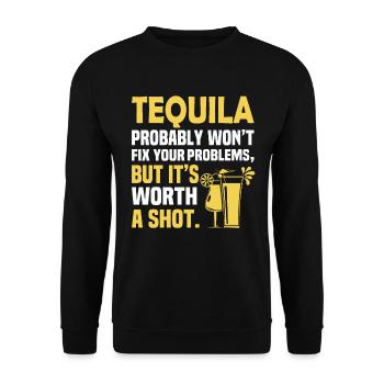 Tequila wird Ihre Probleme wahrscheinlich nicht lösen, aber er ist es - Unisex Pullover - Schwarz - Vorne - Alina (178cm) & Michal (187cm)