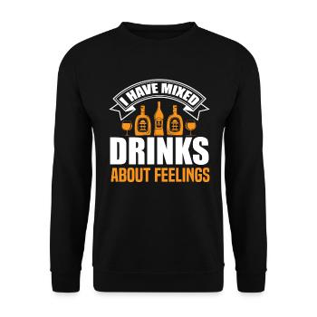 Ich habe Drinks über Gefühle gemixt. - Unisex Pullover - Schwarz - Vorne - Alina (178cm) & Michal (187cm)