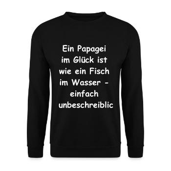 Glücks-Papagei-Geschenk - Unisex Pullover - Schwarz - Vorne - Alina (178cm) & Michal (187cm)