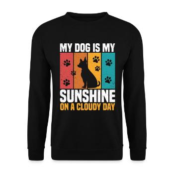 Mein Hund ist mein Sonnenschein an einem bewölkten Tag - Unisex Pullover - Schwarz - Vorne - Alina (178cm) & Michal (187cm)