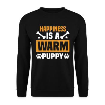 Happiness Is A Warm Puppy. - Unisex Sweatshirt - black - Front - Alina (178cm) & Michal (187cm)