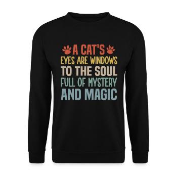 A Cat's Eyes Are Windows To The Soul, Full Of Myst - Unisex Sweatshirt - black - Front - Alina (178cm) & Michal (187cm)