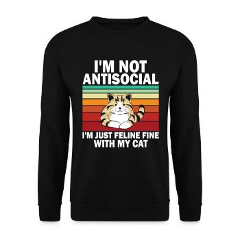 I'm Not Antisocial, I'm Just Feline Fine With My C - Unisex Sweatshirt - black - Front - Alina (178cm) & Michal (187cm)