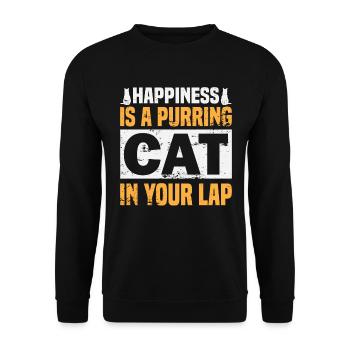 Glück ist eine schnurrende Katze in Ihrem Schoß - Unisex Pullover - Schwarz - Vorne - Alina (178cm) & Michal (187cm)