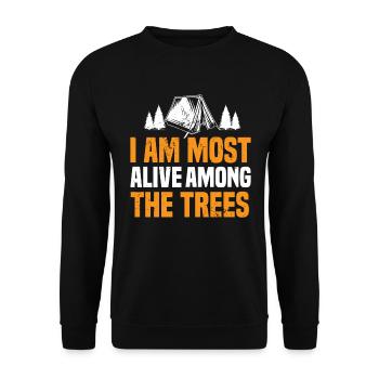 Je suis le plus vivant parmi les arbres. - Sweat-shirt Unisexe - noir - Devant - Alina (178cm) & Michal (187cm)