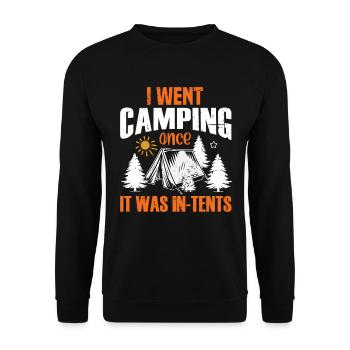 Ich war einmal campen... Es war In-Tents! - Unisex Pullover - Schwarz - Vorne - Alina (178cm) & Michal (187cm)